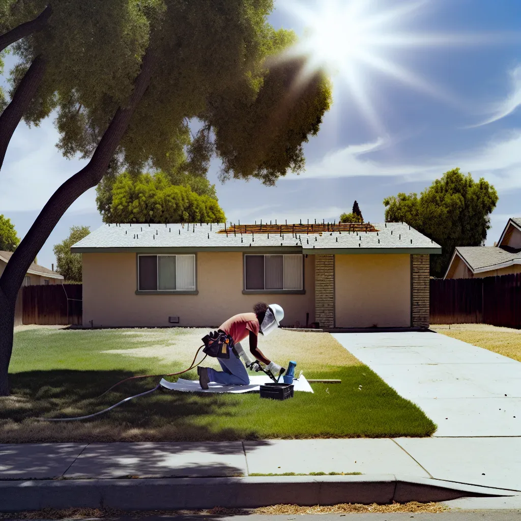 Affordable Roof Repair South Sacramento in CA 95814 — worker repairing ranch home roofline along South Sacramento corridor