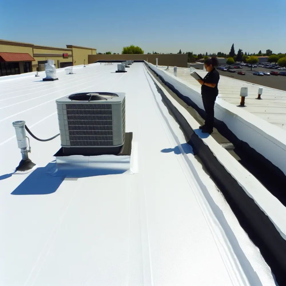 Completed commercial roof installation result on Sacramento business building