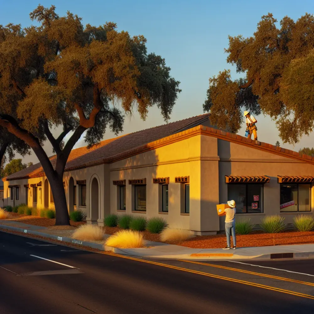 Commercial roofing contractor inspecting Sacramento CA 95814 building roof