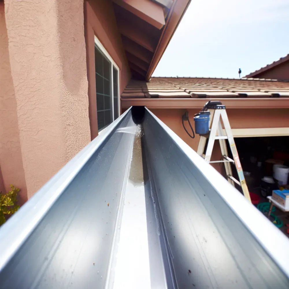 Clean flushed gutter after professional gutter cleaning service in Sacramento CA 95814