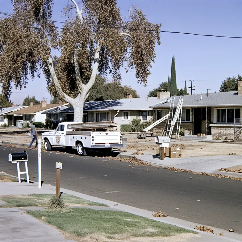 Roof Repair Yolo County California service truck parked on Woodland residential street