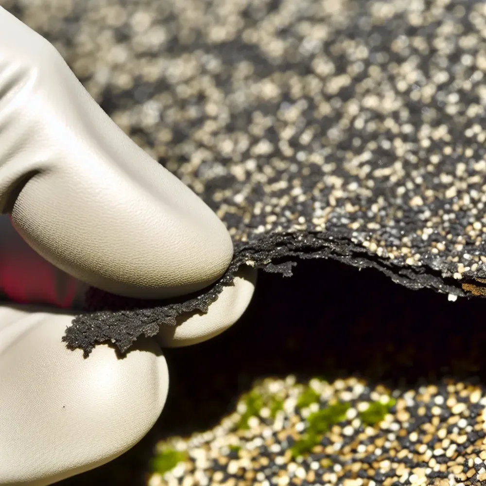 Close-up storm damaged cracked shingles on Sacramento roof needing repair