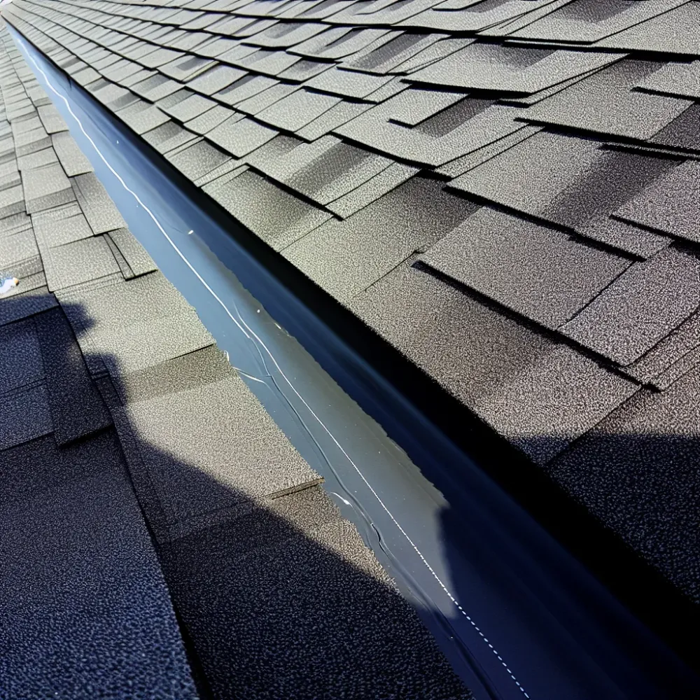 Completed storm damage roof repair with new shingles installed Sacramento California